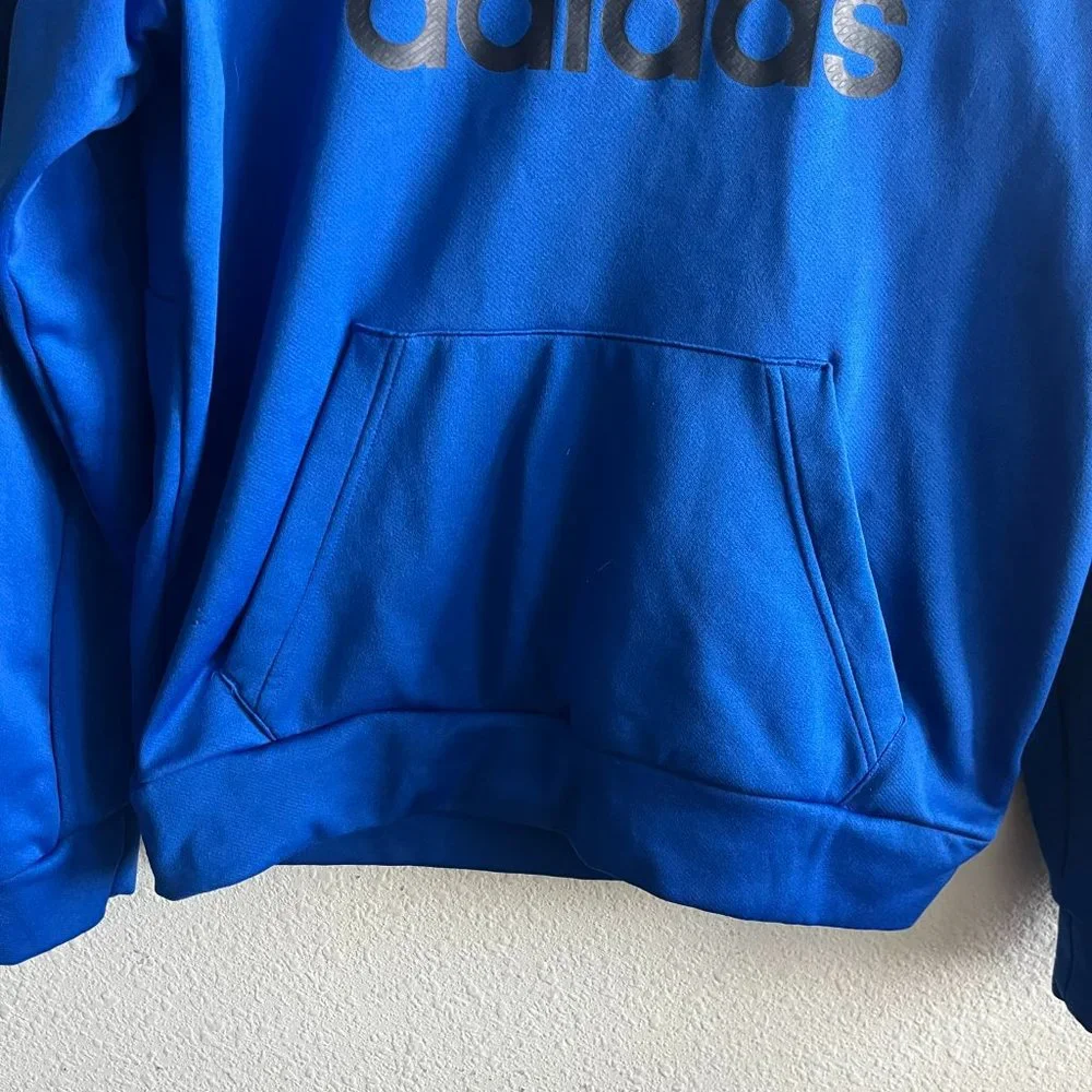 Adidas Men's Blue Fleece Pullover Hoodie Jacket Size S Style GK7388 - Picture 3 of 10